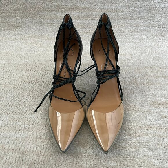 Jessica Simpson JP Hemmie Strappy Clear Pointed Toe High Heels 9 - Picture 3 of 10
